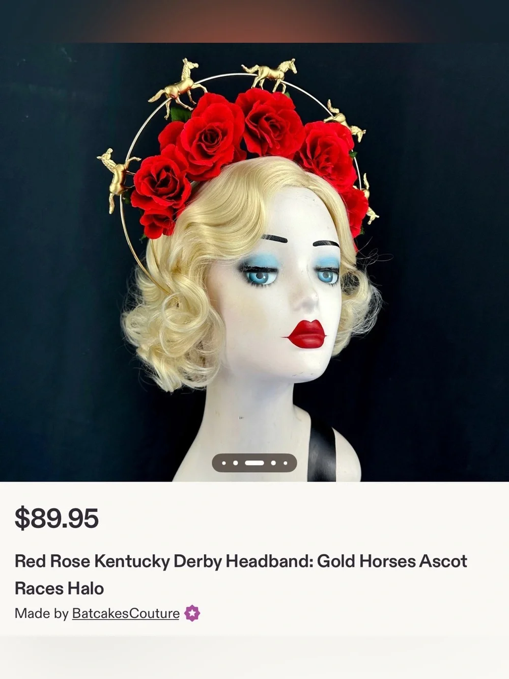 Sale‼️ Red Rose Halo Headpiece Floral Kentucky Derby Crown